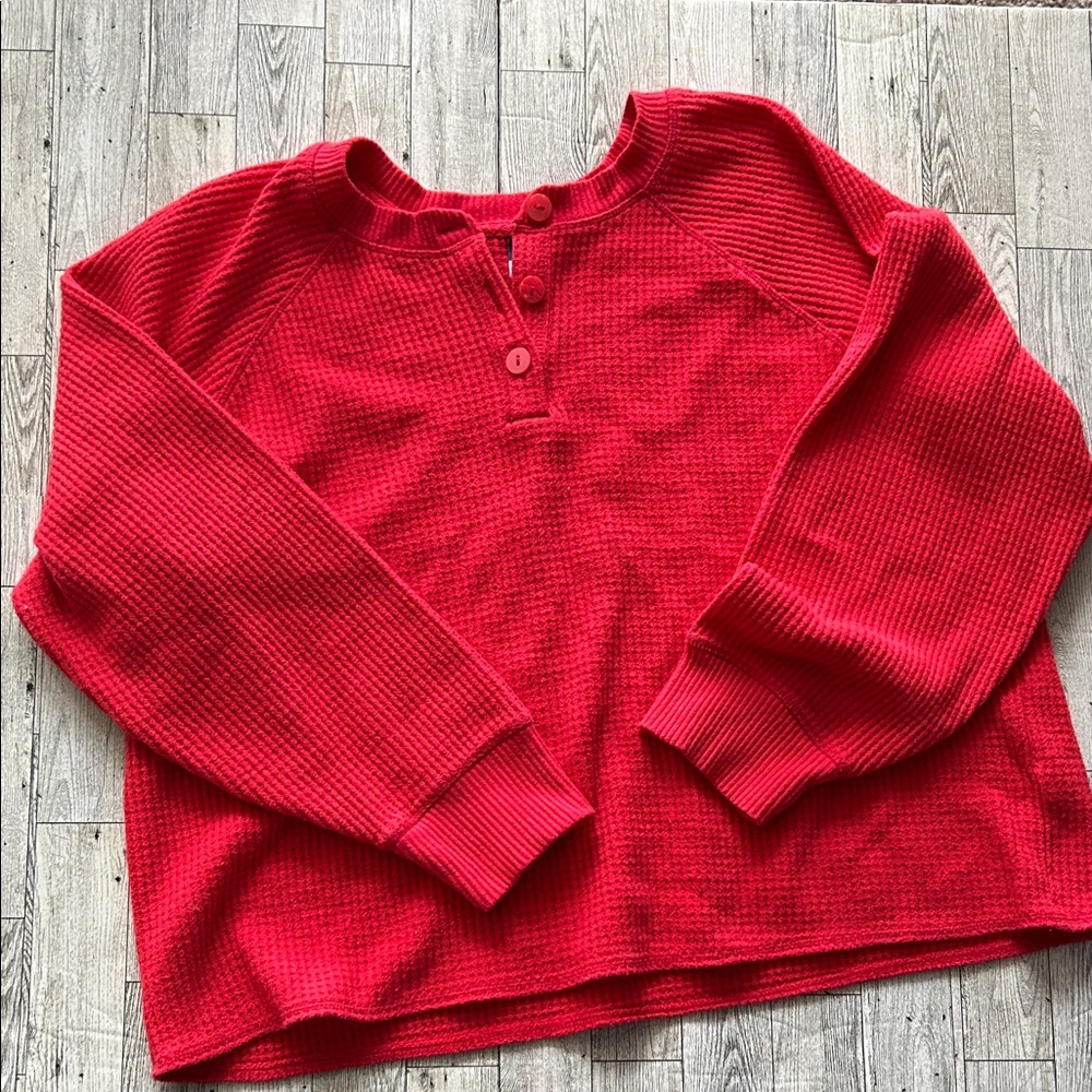 *closet clean out* Old Navy thermal knit raglan sleeve Henley size XL